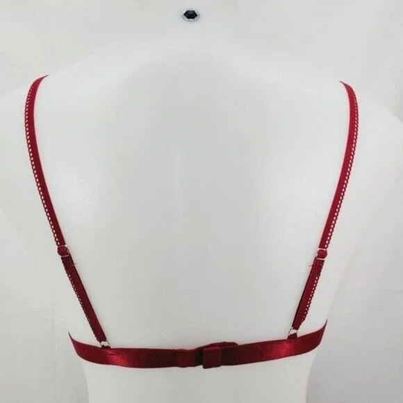 * Avidlove small bra garter set floral lace sexy set bow detail burgendy c… - Picture 10 of 11